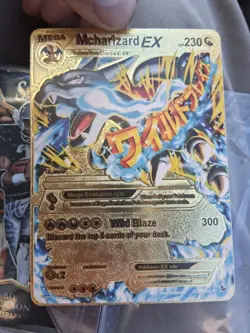 Mega M Charizard EX Gold Foil Textured Display Pokemon Card NM/M - Image 1