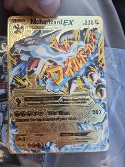 Mega M Charizard EX Gold Foil Textured Display Pokemon Card NM/M - Image 2
