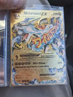 Mega M Charizard EX Gold Foil Textured Display Pokemon Card NM/M - Image 4