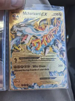 Mega M Charizard EX Gold Foil Textured Display Pokemon Card NM/M - Image 5