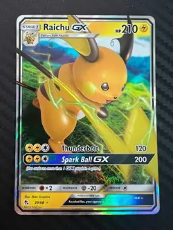 Pokemon TCG Raichu GX 20/68 Full Art 2019 Hidden Fates NM - Image 1