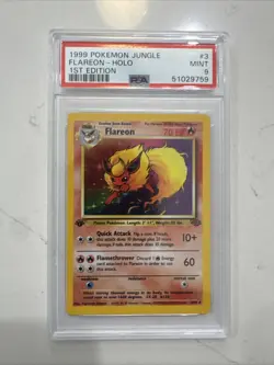 1999 Pokemon Jungle 1st Edition Holo Flareon #3 PSA 9 - Image 1