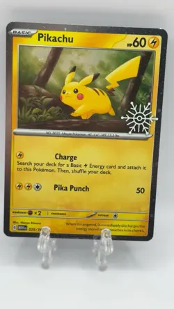 Pokemon TCG Pikachu | 025/165 | Scarlet & Violet 151 | Stamped Holiday Promo NM - Image 1
