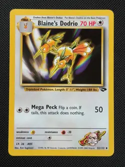 Blaine's Dodrio 32/132 REGULAR Pokemon Card WOTC Gym Challenge Uncommon - Image 1