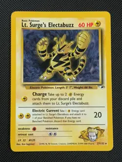 Lt. Surge's Electabuzz 27/132 REGULAR Pokemon Card WOTC Gym Heroes Non Holo Rare - Image 1
