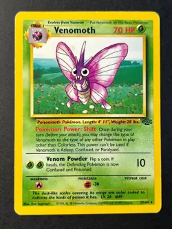 Venomoth 29/64 Jungle Unlimited Rare - WOTC Pokemon Card MP - Image 1