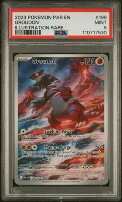 2023 POKEMON PAR EN-PARADOX RIFT #199 GROUDON ILLUSTRATION RARE PSA 9 - Image 1