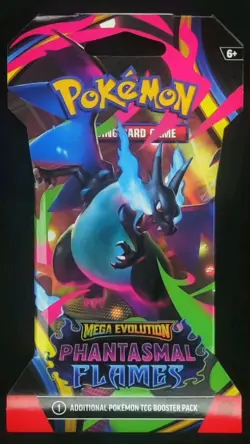 1pk: Mega Charizard X COVER Phantasmal Flames SLEEVED Booster Pack Pokemon - NEW - Image 1