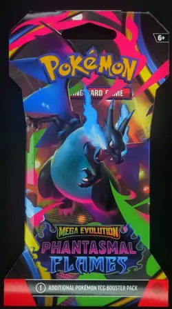 1pk: Mega Charizard X COVER Phantasmal Flames SLEEVED Booster Pack Pokemon - NEW - Image 2
