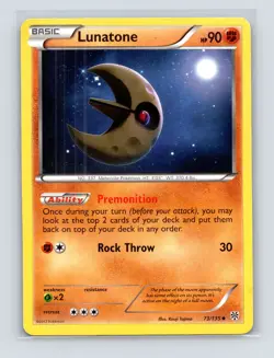 Pokemon TCG Lunatone 73/135 Plasma Storm Normal MP - Image 1