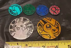 Lot of 6 Official Pokemon TCG Coins (Mix Of 4 Regular and 2 Jumbo)! - Image 1