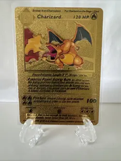 Pokemon Charizard Gold Foil Fan Art Textured Card 1999 #4/102 HP120 - Image 1