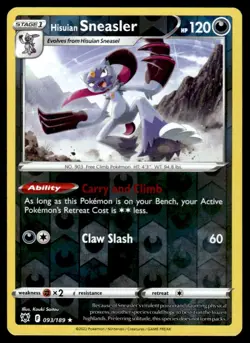 Hisuian Sneasler #093/189 Reverse Holo 2022 Pokemon Astral Radiance LP - Image 1