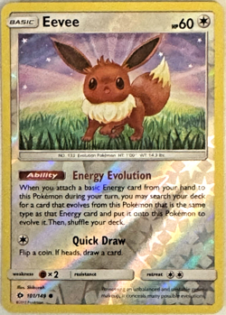 Eevee 101/149 Sun & Moon Reverse Holo Pokemon Card NM - Image 1
