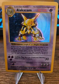 Alakazam Base Set Shadowless Holo Rare 1/102 Pokemon Card LP - Image 3
