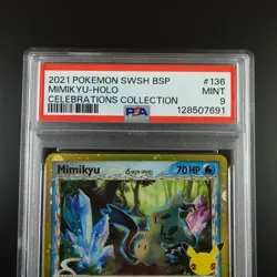 PSA 9 Mimikyu SWSH 136 Pokemon Celebrations Promo Holo Graded Card - Image 2