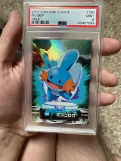 2004 CARDDASS POKEMON ADVANCED GENERATION ZUKAN CARD HOLO #190 MUDKIP PSA 9 - Image 1