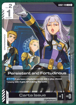 Persistent and Fortudinous - Dual Impact GD02-119 - Gundam Card Game TCG Card - Image 1