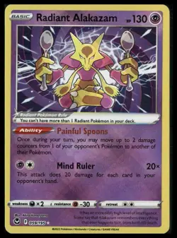 Radiant Alakazam 059/195 - Radiant Rare - SWSH Silver Tempest - Pokemon TCG NM/M - Image 1