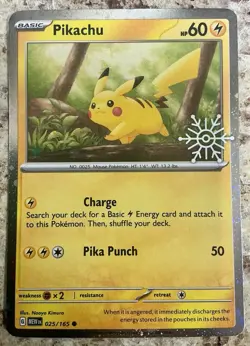 Pokemon TCG Pikachu 025/165 Pokemon Holiday Calendar '25 Festive Stamp Snowflake - Image 1