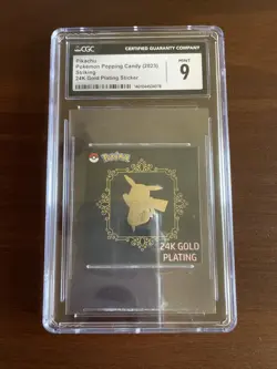 Pikachu Pokemon Candy Stickers Korean Striking 24k Gold Plating - CGC Mint 9 - Image 1