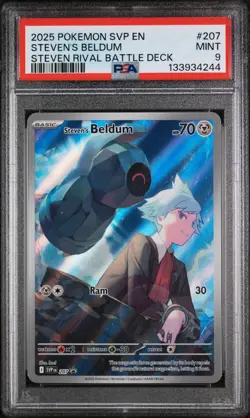 2025 POKEMON SVP STEVEN RIVAL BATTLE DECK PROMO #207 STEVEN'S BELDUM PSA 9 - Image 1