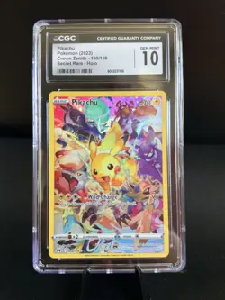 CGC 10 GEM MINT Pikachu Secret Rare Full Art 160/159 Crown Zenith Pokemon - Image 1