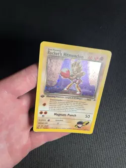 Pokemon TCG Rocket's Hitmonchan 11/132 1st Edition Gym Heroes Holo HP/DMG - Image 5