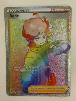 Pokemon - Bede (Secret) - 207/202 SWSH01: Sword & Shield Base Rainbow Holo NM - Image 1