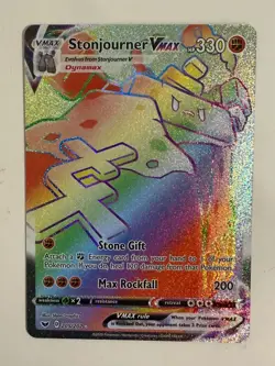 Pokemon TCG Stonjourner VMAX Secret Rainbow Rare Sword & Shield Base 205/202 NM - Image 1