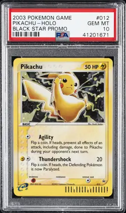 2003 POKEMON BLACK STAR PROMO #012 PIKACHU-HOLO PSA 10 - Image 1