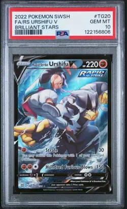 2022 POKEMON SWSH BRILLIANT STARS FULL ART/RAPID STRIKE URSHIFU V PSA 10 - Image 1