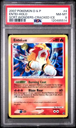 2007 Pokemon Diamond & Pearl Secret Wonders Entei #4 Wonders-Cracked Ice PSA 8 - Image 1