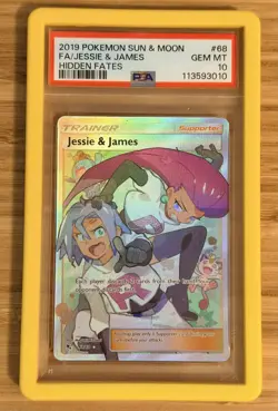 2019 Pokemon Sun & Moon Hidden Fates #68 FA/Jessie & James PSA 10 - PLEASE READ - Image 1