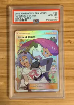 2019 Pokemon Sun & Moon Hidden Fates #68 FA/Jessie & James PSA 10 - PLEASE READ - Image 3