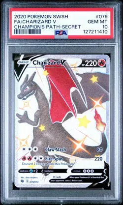 Charizard V Secret 79/73 Champion’s Path PSA 10 2020 Pokemon Card #079 GEM MINT - Image 1