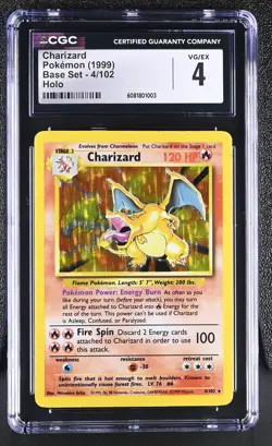 CGC 4 Charizard 1999 Base Set 4/102 Holo Pokemon Card - Image 1