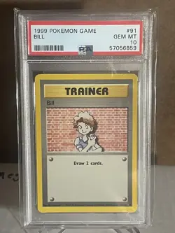 1999 POKEMON GAME 91 BILL TRAINER PSA 10 GEM MINT BASE SET UNLIMITED - Image 1