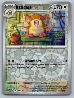 Pokemon TCG SV: Scarlet & Violet 151 Raticate 020/165 Reverse Holo - Image 1