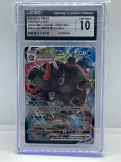 Pokemon 2021 Blastoise VMAX Battle Box SWSH103 Black Star Promo CGC 10 Gem Mint - Image 1