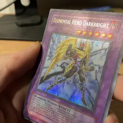 Yu-gi-oh Elemental Hero Darkbright TAEV-EN042 Ultra Rare creased card - Image 2