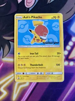 Ash's Pikachu - SM114 - Pokemon Sun & Moon Promo Rare Card DMG - Image 1