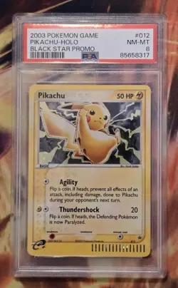 Pikachu - 012 Black Star Promo 012 Pokemon Holo PSA 8 - Image 1