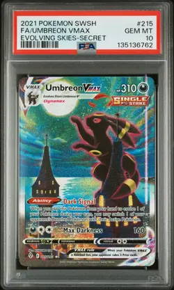 2021 POKEMON SWORD & SHIELD EVOLVING SKIES SECRET FULL ART/UMBREON VMAX PSA 10 - Image 1