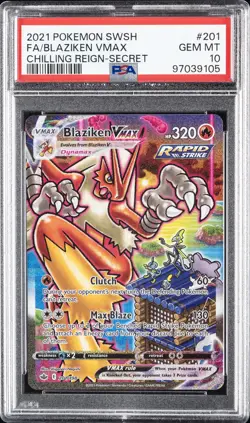 2021 POKEMON SWORD & SHIELD CHILLING REIGN SECRET FULL ART/BLAZIKEN VMAX PSA 10 - Image 1