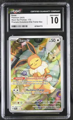 CGC 10 GEM MINT Eevee Prismatic Evolutions ETB Promo 173 Pokemon Card - Image 1