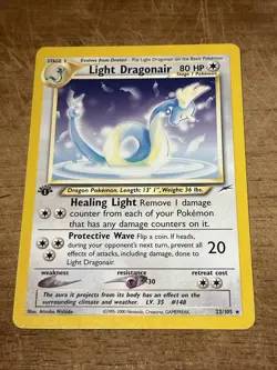 Pokemon TCG Card English 1st edition Neo Destiny Rare Light Dragonair 22/105 - Image 1
