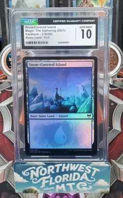 Graded MTG Card - CGC Gem Mint 10 - Kaldheim - Snow-Covered Island (Foil) - Image 1