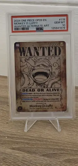 One Piece Card Game Luffy Wanted Poster Alt Art OP05-11 English Edition PSA 10 - Image 1