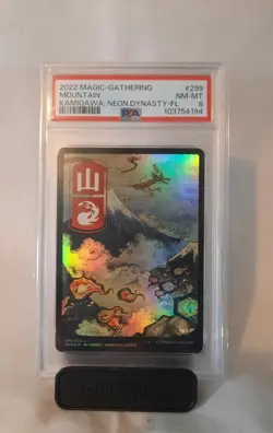 Magic The Gathering PSA 8 Mountain Foil 2022 299/302 Kamigawa: Neon Dynasty - Image 1